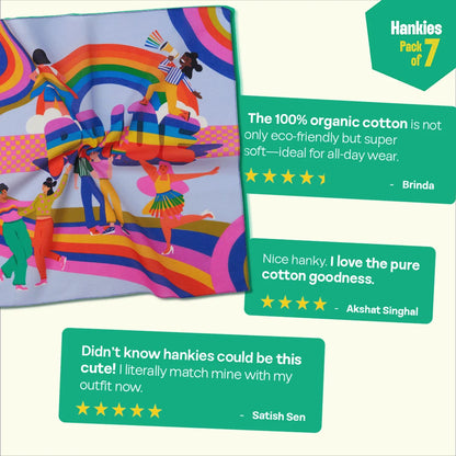 It's Just Love! Unisex Hankies, 100% Organic Cotton, Pack of 7