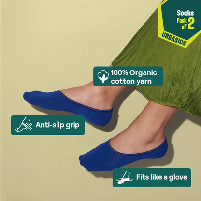 Electrified! Unisex Socks, 100% Organic Cotton, No Show, Pack of 2