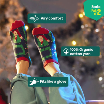 Cozy Holiday! Unisex Socks, 100% Organic Cotton, Ankle Length, Pack of 2