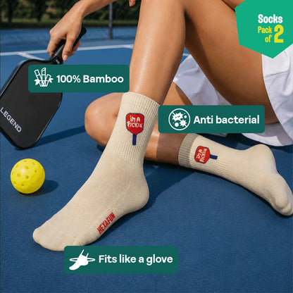 Pickleball Addict! Unisex Socks, 100% Bamboo, Crew Length, Pack of 2