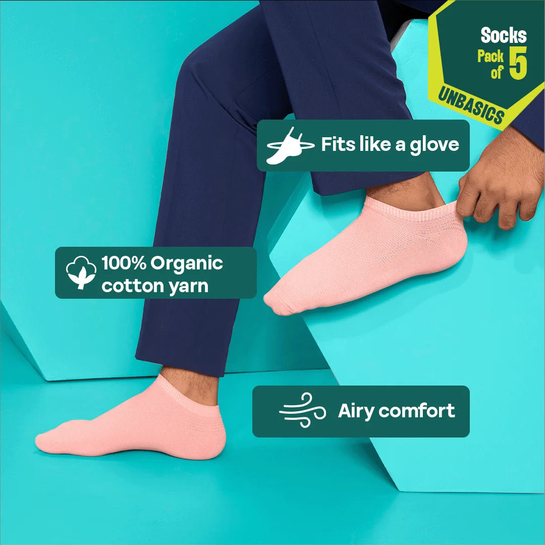Lazy Maze! Unisex Socks, 100% Organic Cotton, Ankle Length, Pack of 5