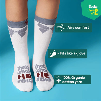 What They Said! Unisex Socks, 100% Organic Cotton, Crew Length, Pack of 2