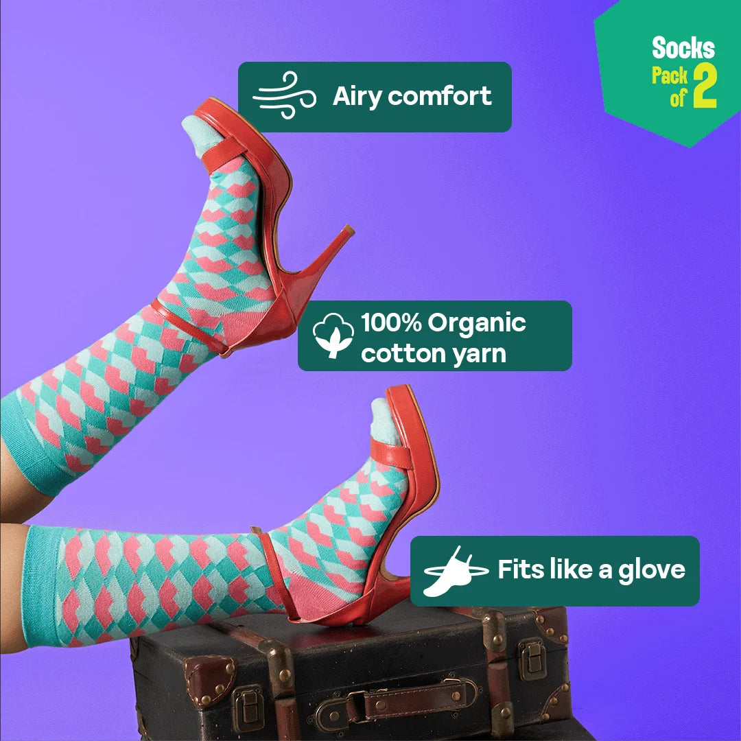 Shape Chiller! Unisex Socks, 100% Organic Cotton, Crew Length, Pack of 2
