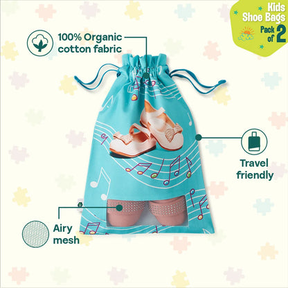 Lil Princess! Girl's Shoe Bags, 100% Organic Cotton, Pack of 2