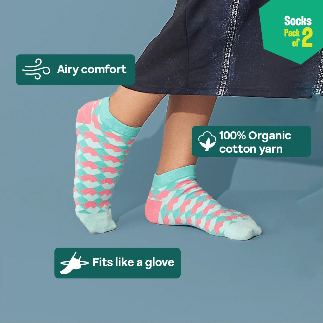 Shape Chiller! Unisex Socks, 100% Organic Cotton, Ankle Length, Pack of 2