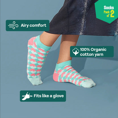 Shape Chiller! Unisex Socks, 100% Organic Cotton, Ankle Length, Pack of 2