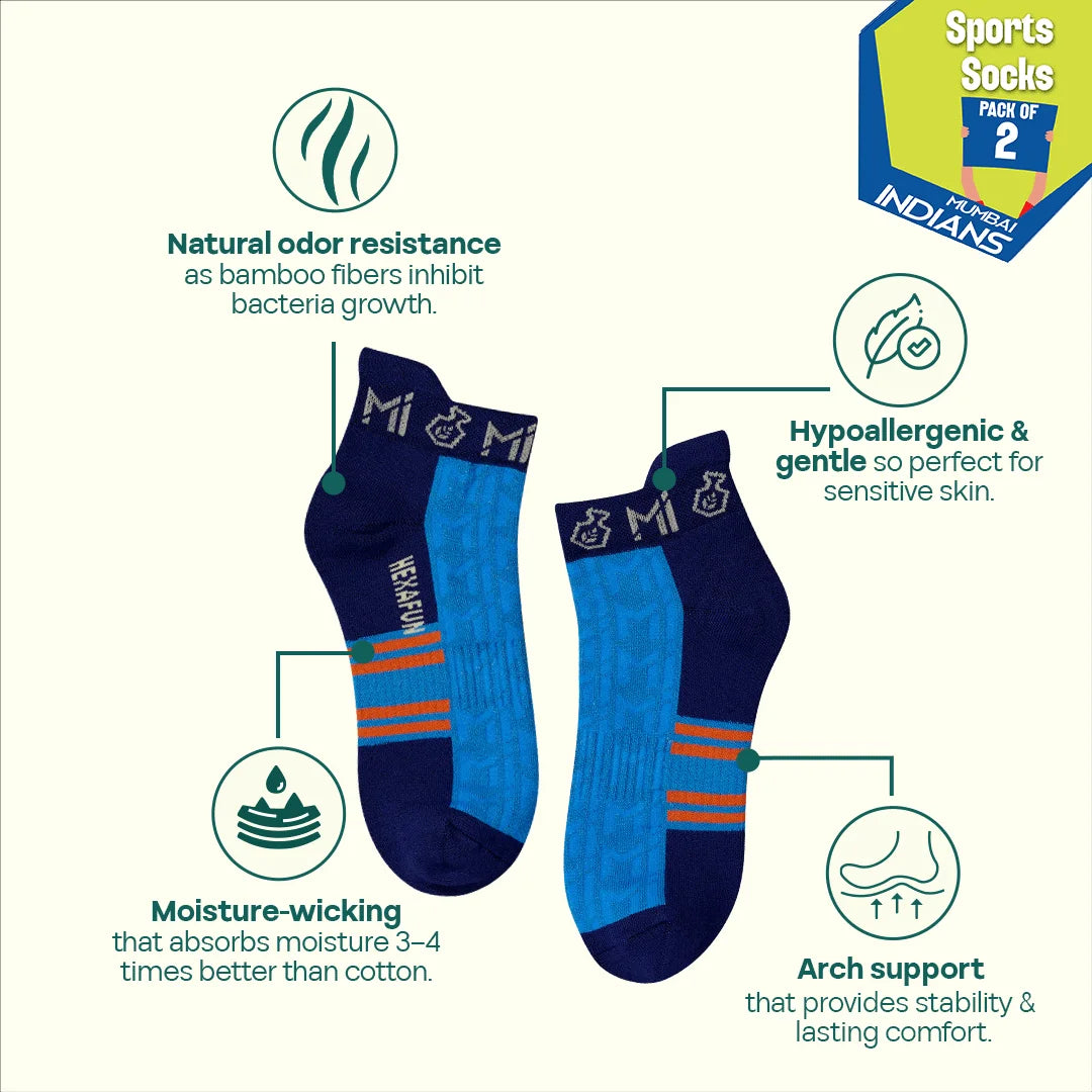 Lift & Flex! Unisex Socks, 100% Bamboo & Terry Made, Sports, Pack of 2