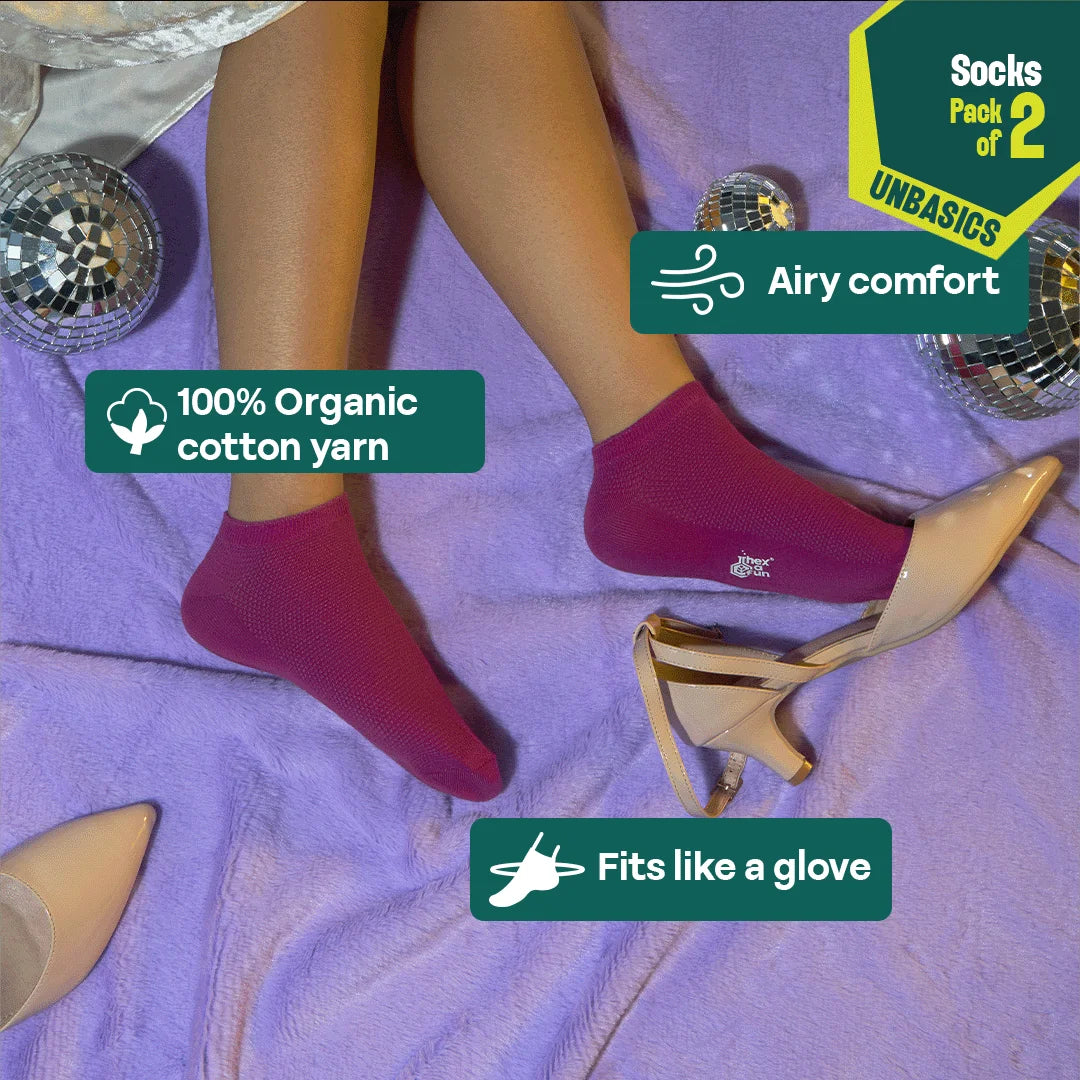 Vivid Fusion! Unisex Socks, 100% Organic Cotton, Ankle Length, Pack of 2