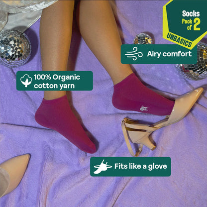 Vivid Fusion! Unisex Socks, 100% Organic Cotton, Ankle Length, Pack of 2