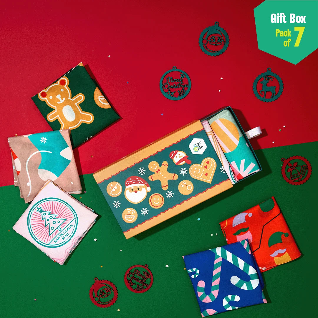 Ginger Goodies! Unisex Hankies, 100% Organic Cotton, Gift Box of 7