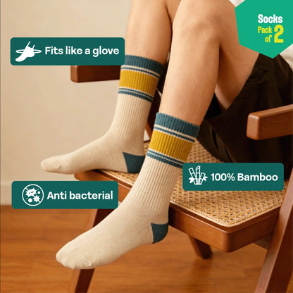 Retro Remix! Unisex Socks, 100% Bamboo, Crew Length, Pack of 2