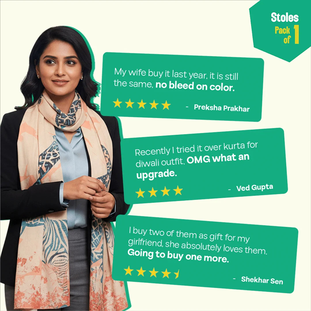 Jungle Book! Women's Stole, 100% Organic Cotton, Pack of 1