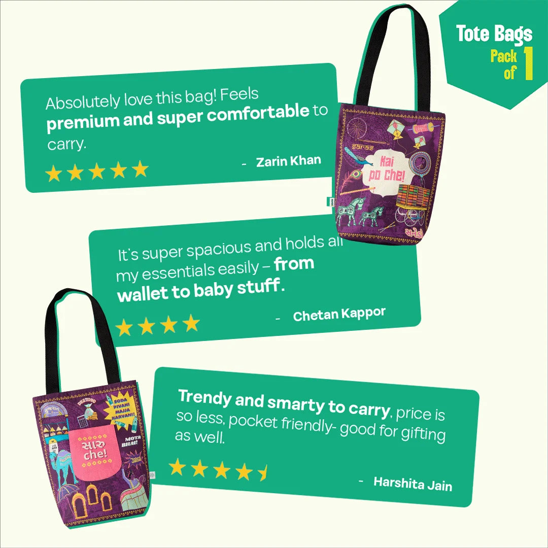 Kai Po Che! Canvas Tote Bag, 100% Organic Cotton, Pack of 1