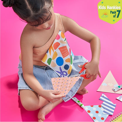 Crafty Games! Unisex Kid's Hankies, 100% Organic Cotton, Pack of 7