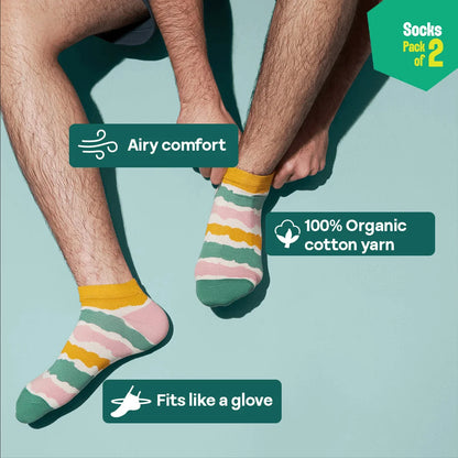 Fun Duo! Unisex Socks, 100% Organic Cotton, Ankle Length, Pack of 2