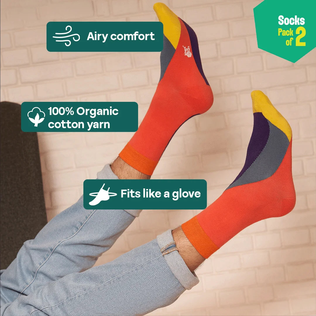 Criss Cross! Unisex Socks, 100% Organic Cotton, Crew Length, Pack of 2