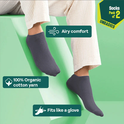 Earthbound! Unisex Socks, 100% Organic Cotton, Ankle Length, Pack of 2