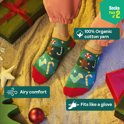 Hot In Red! Unisex Socks, 100% Organic Cotton, Ankle Length, Pack of 2