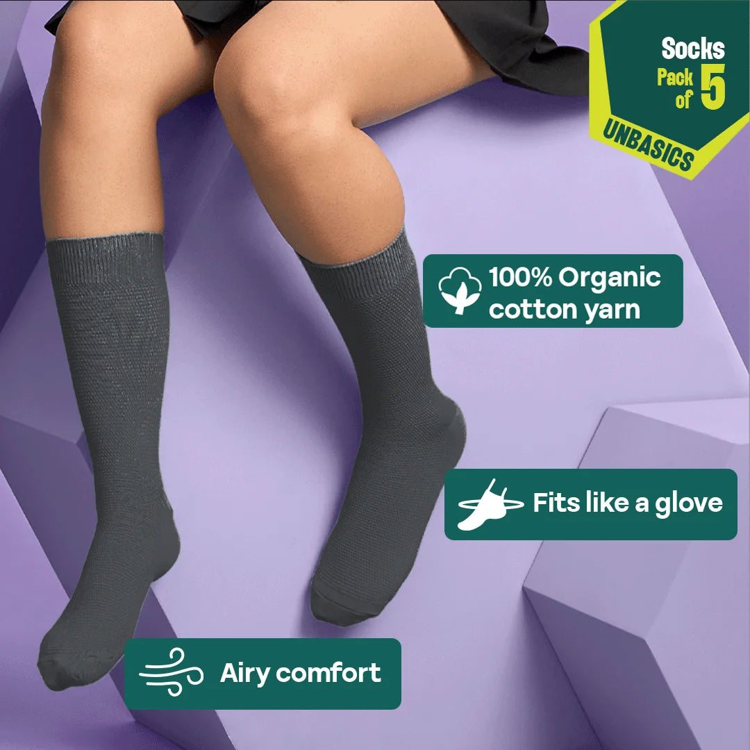 Pastel Palette! Unisex Socks, 100% Organic Cotton, Crew Length, Pack of 5