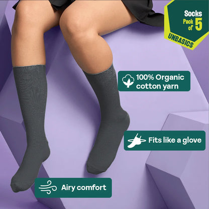 Pastel Palette! Unisex Socks, 100% Organic Cotton, Crew Length, Pack of 5