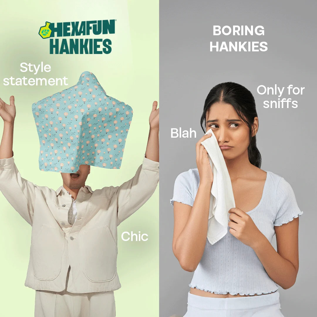 Travelicious! Unisex Hankies, 100% Organic Cotton, Pack of 3