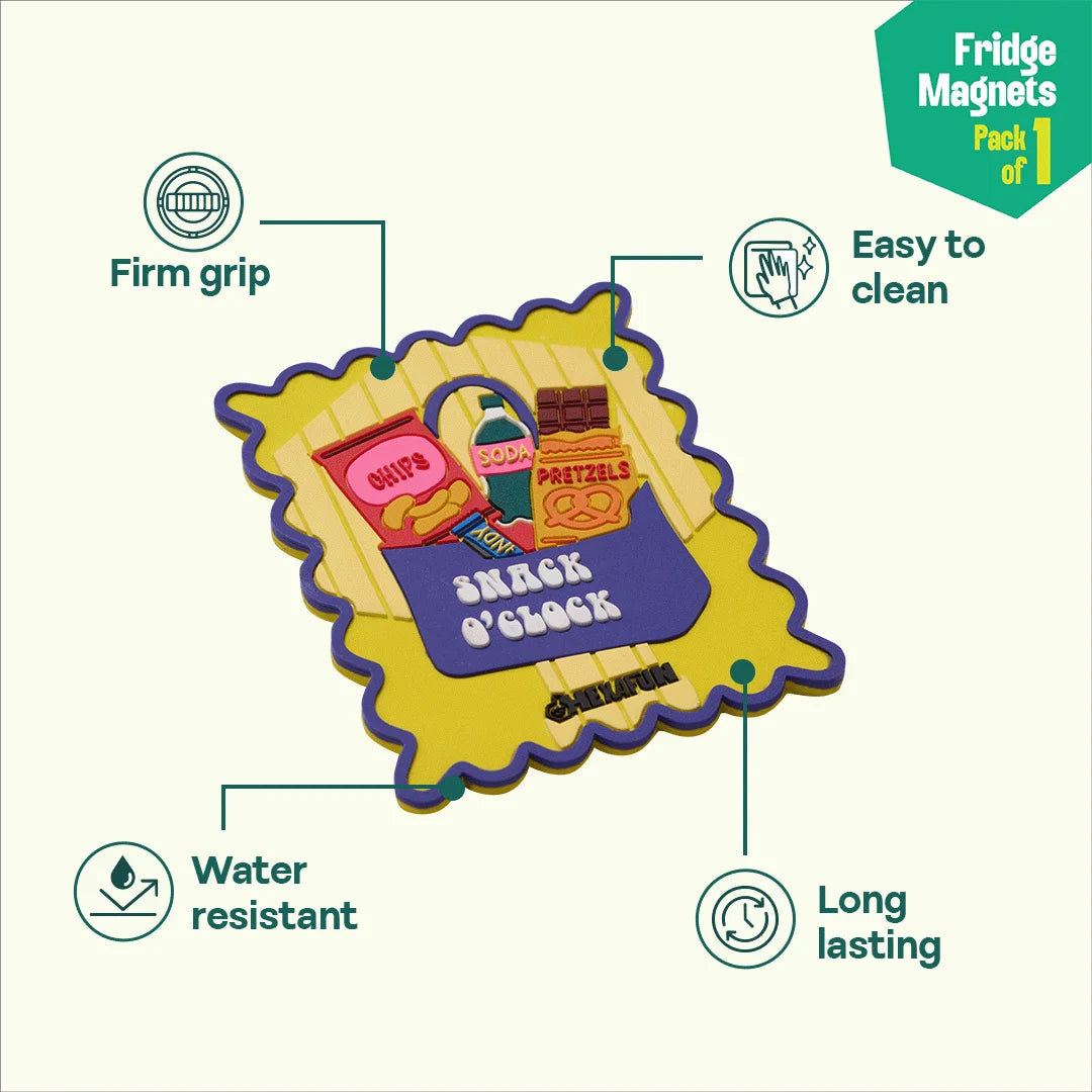 Snack O’ Clock! Fridge Magnets, Pack of 1
