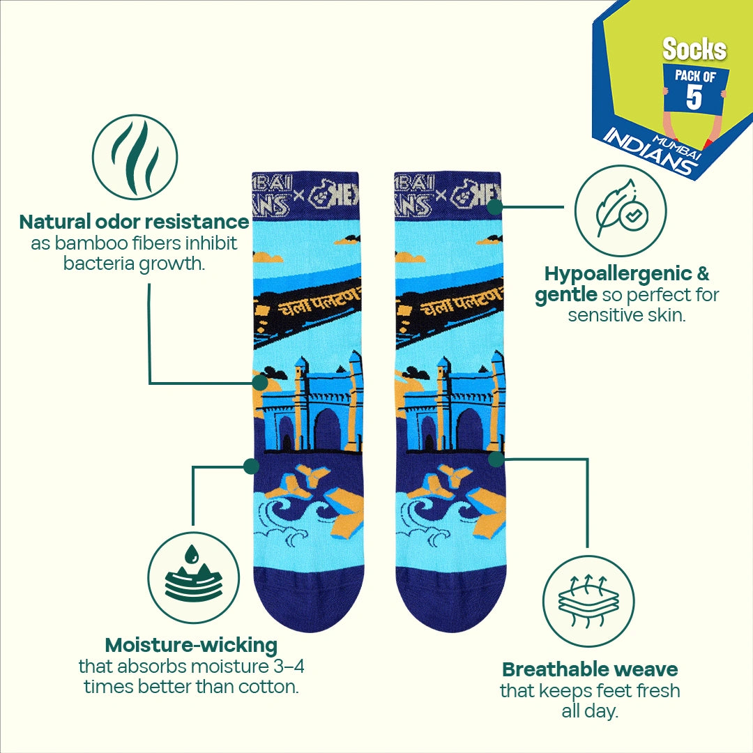 AALA RE! Unisex Socks, 100% Bamboo, Crew Length, Pack of 5