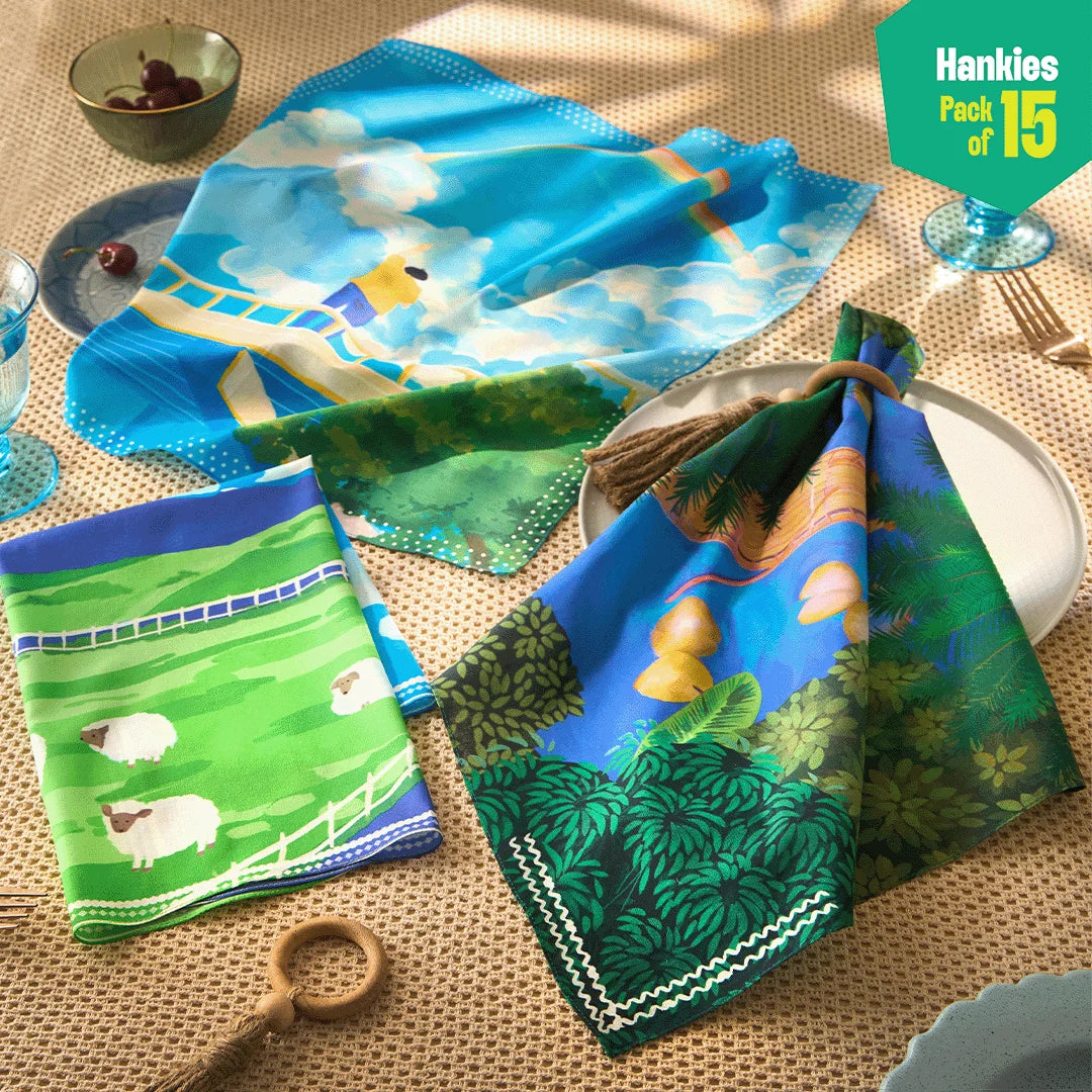 Summer Slay! Unisex Hankies, 100% Organic Cotton, Pack of 15