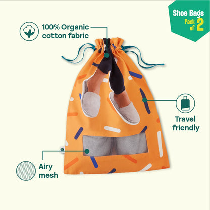 Toe-tally! Shoe Bags, 100% Organic Cotton, Pack of 2