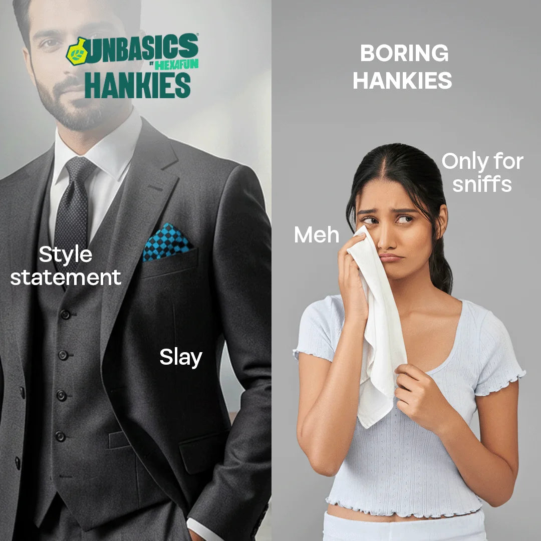 Boardroom Basics! Unisex Hankies, 100% Organic Cotton, Pack of 7