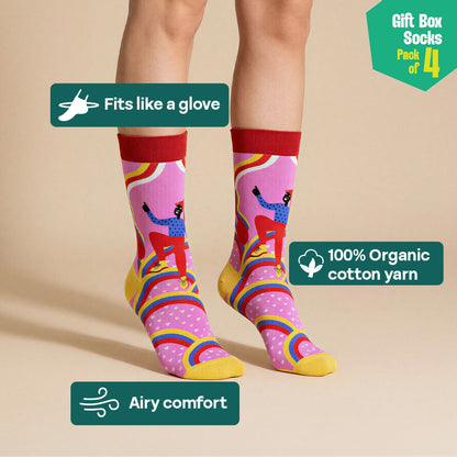 Love Is Love! Unisex Crew Length Socks, 100% Organic Cotton, Gift Box of 4