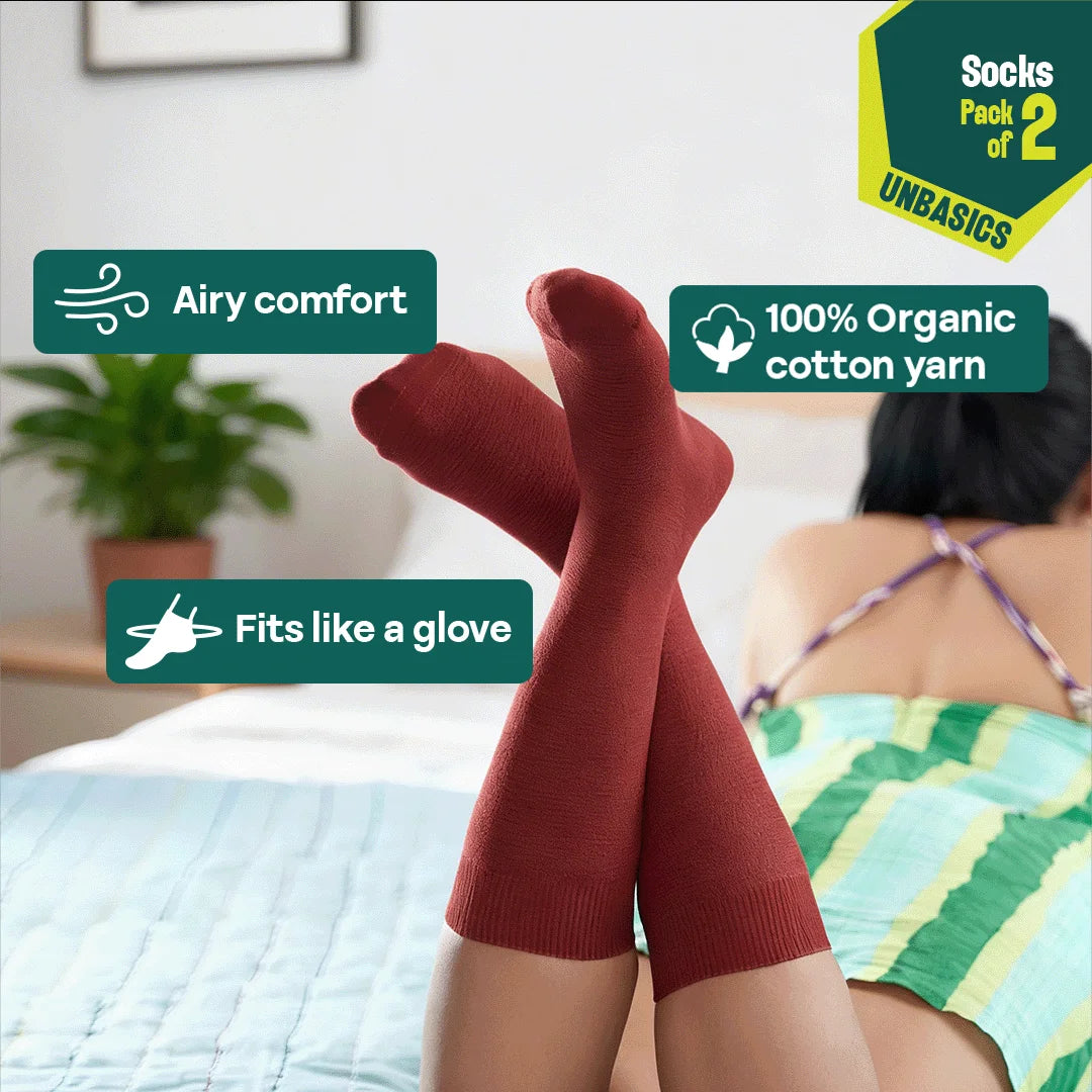 Solid Matters! Unisex Socks, 100% Organic Cotton, Crew Length, Pack of 2