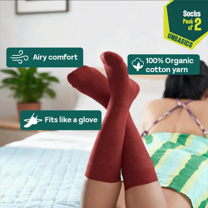 Solid Matters! Unisex Socks, 100% Organic Cotton, Crew Length, Pack of 2