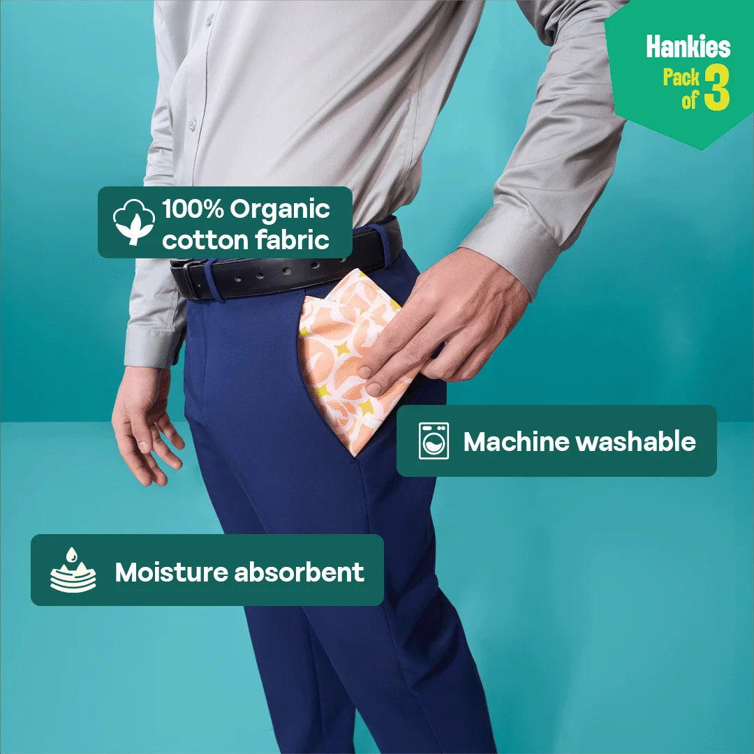 Summer Fling! Unisex Hankies, 100% Organic Cotton, Pack of 3