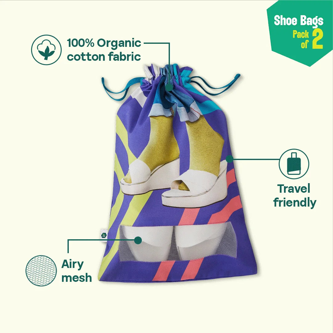 Sole-struck! Shoe Bags, 100% Organic Cotton, Pack of 2