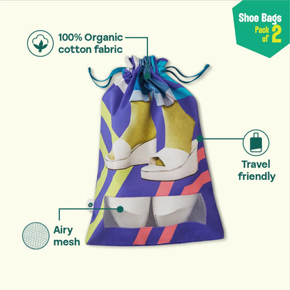 Sole-struck! Shoe Bags, 100% Organic Cotton, Pack of 2