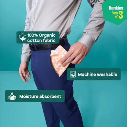 Summer Fling! Unisex Hankies, 100% Organic Cotton, Pack of 3