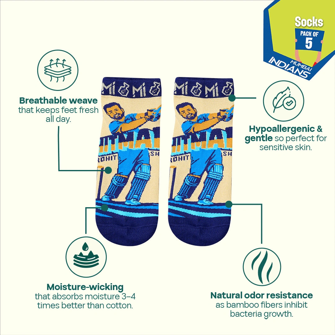 Powerplay Drip! Unisex Socks, 100% Bamboo, Ankle Length, Pack of 5