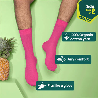 Berry Mix! Unisex Socks, 100% Organic Cotton, Crew Length, Pack of 2
