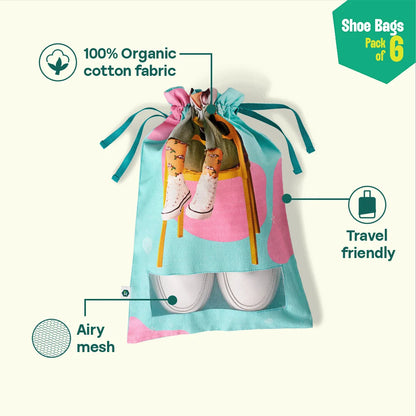 Shoe-holic! Shoe Bags, 100% Organic Cotton, Pack of 6