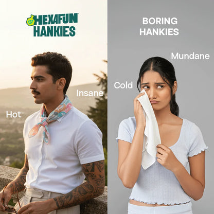 Beat The Heat! Large Unisex Hankies, 100% Organic Cotton, Pack of 7