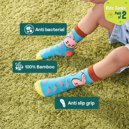Zoo-niverse! Unisex Kid's Socks, 100% Bamboo, Crew Length, Pack of 2