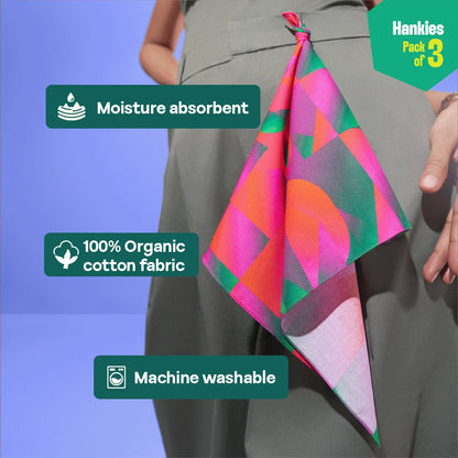 Shapes Of You! Unisex Hankies, 100% Organic Cotton, Pack of 3