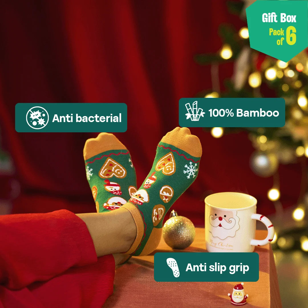 Lil'toe Ticklers! Unisex Kid's Socks, 100% Bamboo, Crew Length, Gift Box of 6