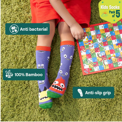 KFC! Kiddo Fun Collection! Unisex Kid's Socks, 100% Bamboo, Crew Length, Pack of 6