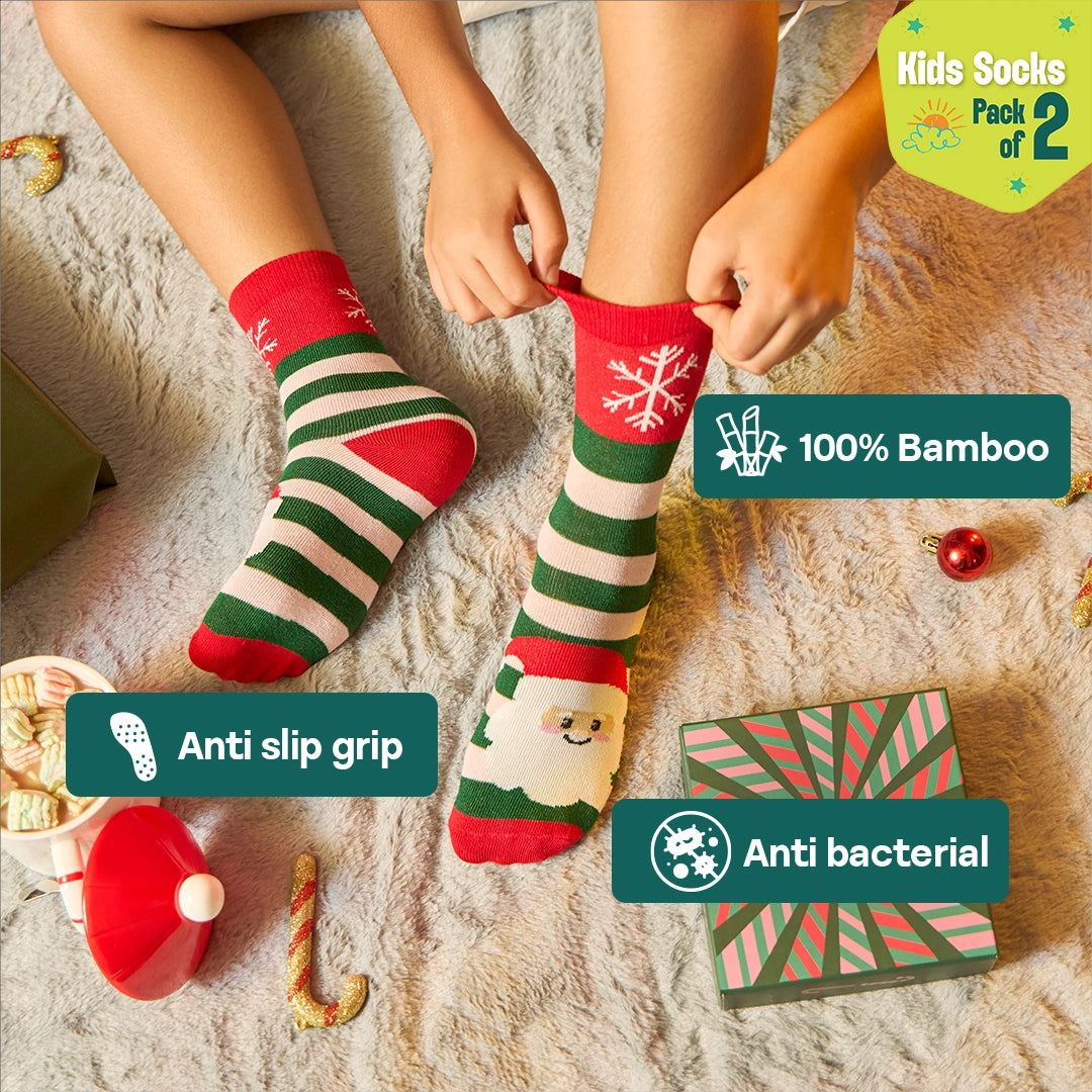 Baby Claus! Unisex Kid's Socks, 100% Bamboo, Crew Length, Pack of 2