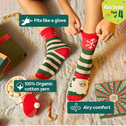 Crumb Kiss! Unisex Kid's Socks, 100% Bamboo, Crew Length, Gift Box of 8