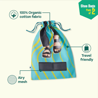 Big Bag Theory! Shoe Bags, 100% Organic Cotton, Pack of 2