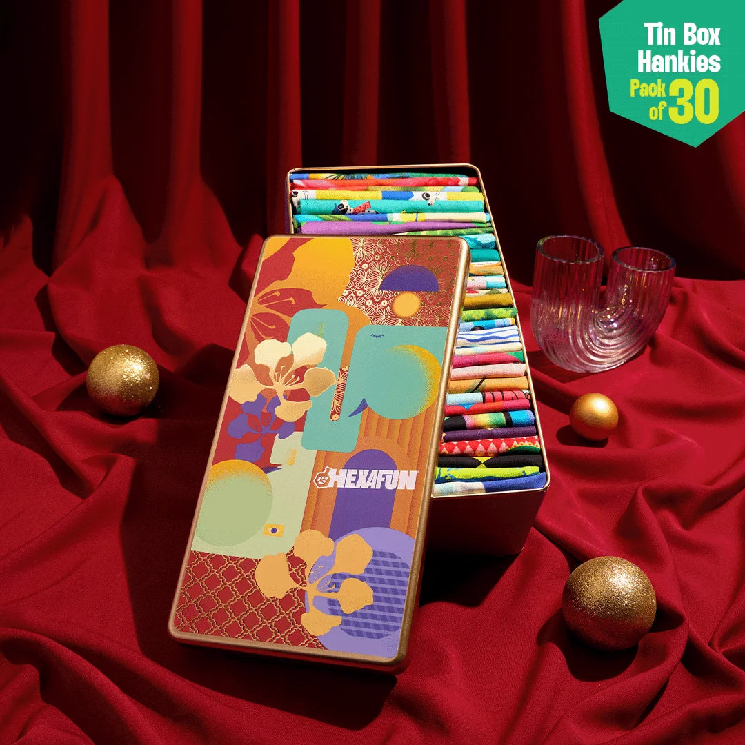 Golden Hour! Tin Gift Box, Unisex Hankies, 100% Organic Cotton, Box Of 30