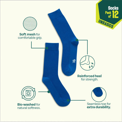 Badass Bold! Unisex Socks, 100% Organic Cotton, Crew Length, Pack of 12